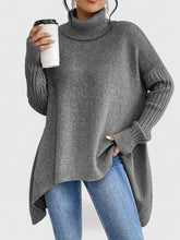Casual Drop-shoulder Turtleneck Chunky Knit Sweater