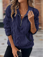 🎄Christmas Clearance🔥 2024 Women's Lapel Half Zipper Plush Pocket Jacket