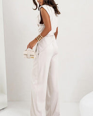 Irregular Top & Wide Leg Pants Set